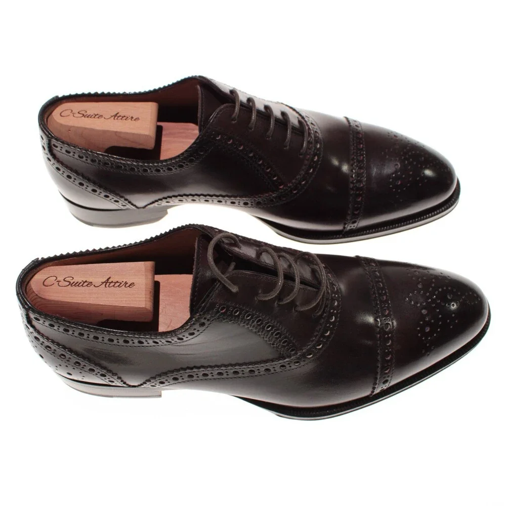 Di Bianco NWD Lace Up Oxford Dress Shoes Size 39.5 (US 6.5) in Brown Leather
